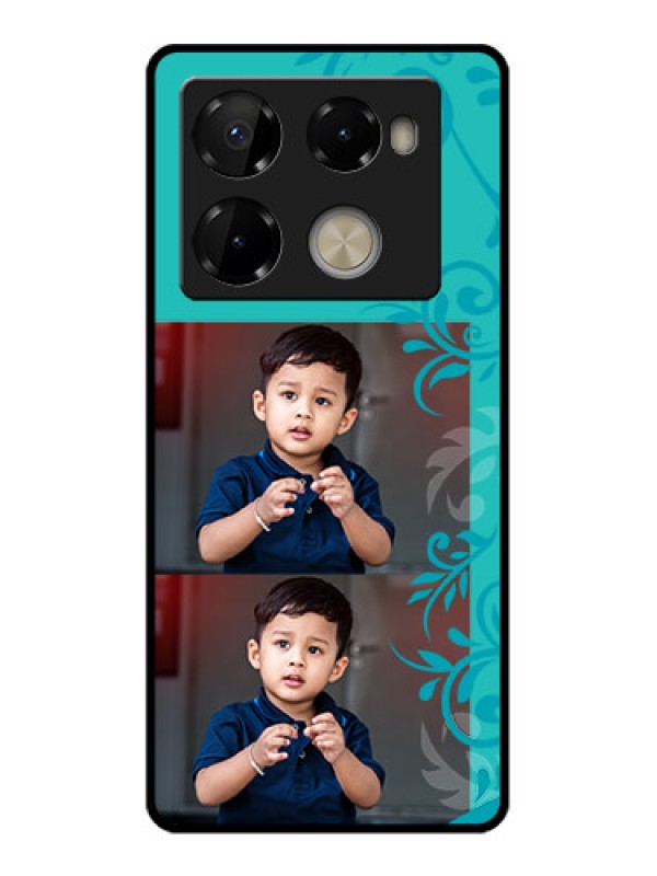 Custom Infinix Note 40 Pro 5G Custom Metal Phone CaseWith Photo And Green Floral Design