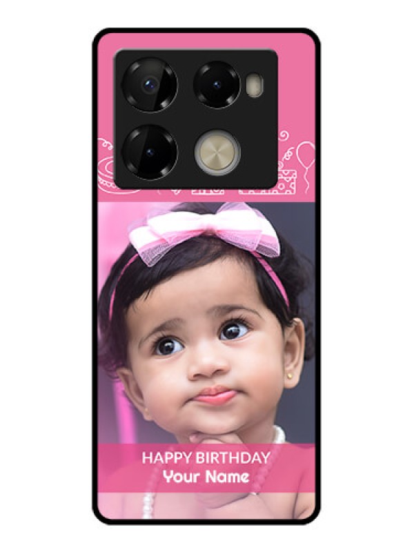 Custom Infinix Note 40 Pro 5G Custom Metal Phone CaseWith Birthday Line Art Design