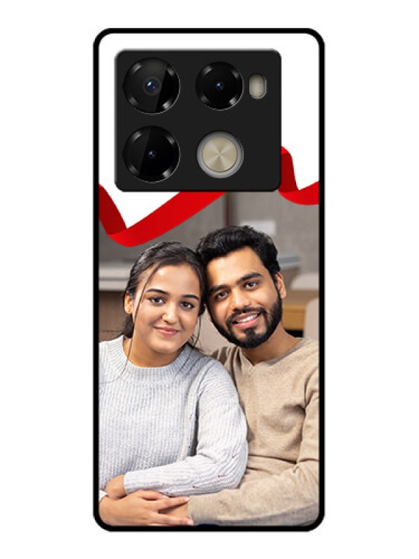 Custom Infinix Note 40 Pro 5G Custom Metal Phone CaseRed Ribbon Frame Design