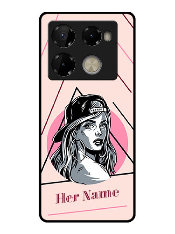 Custom Infinix Note 40 Pro 5G Custom Metal Phone CaseRockstar Girl Design