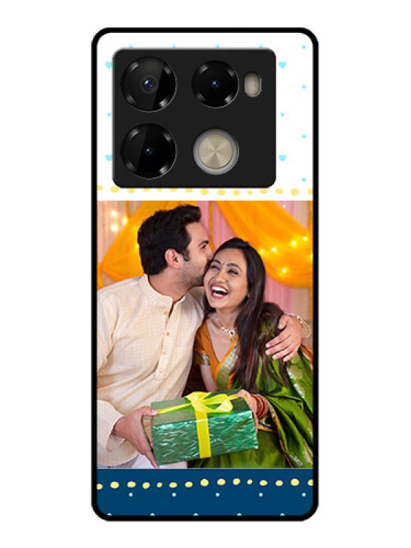 Custom Infinix Note 40 Pro Plus 5G Custom Metal Phone Case - White And Blue Abstract Design