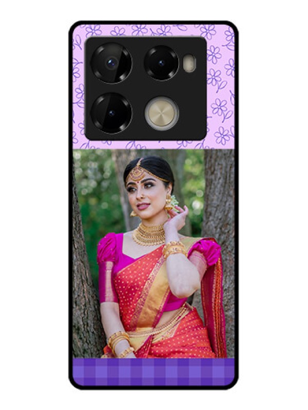 Custom Infinix Note 40 Pro Plus 5G Custom Metal Phone Case - Purple Floral Design