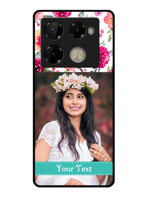 Custom Infinix Note 40 Pro Plus 5G Custom Metal Phone Case - Water Colors Floral Design