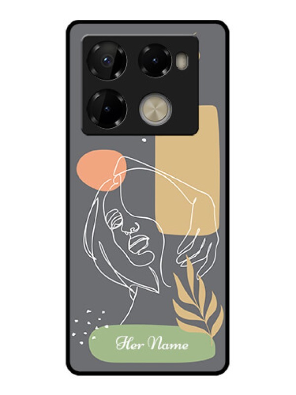 Custom Infinix Note 40 Pro Plus 5G Custom Metal Phone Case - Gazing Woman Line Art Design