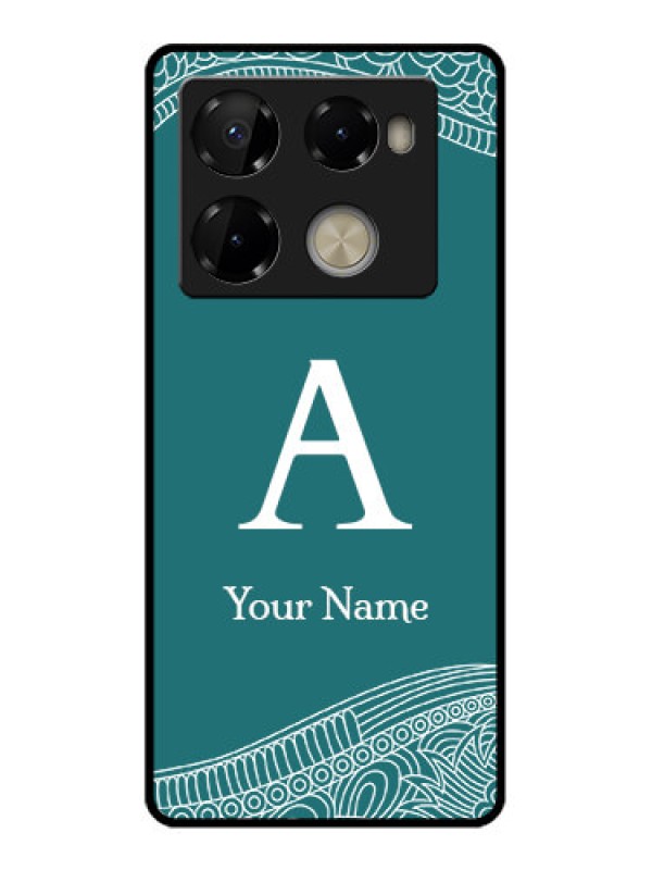 Custom Infinix Note 40 Pro Plus 5G Custom Metal Phone Case - Line Art Pattern With Custom Name Design