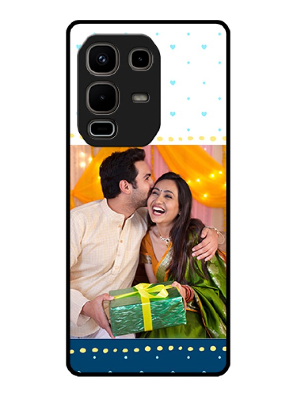 Custom Infinix Note 50s 5G Custom Metal Phone Case - White And Blue Abstract Design