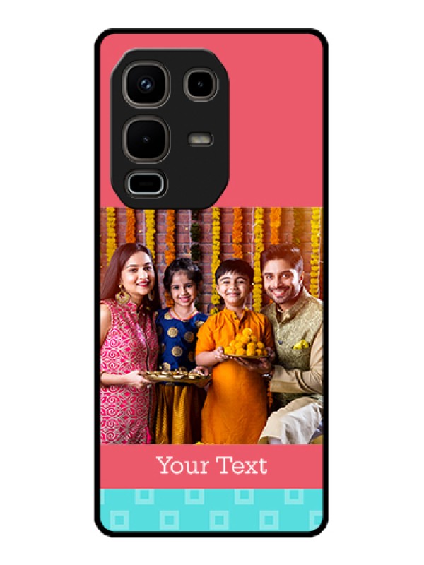 Custom Infinix Note 50s 5G Custom Metal Phone Case - Peach & Blue Color Design