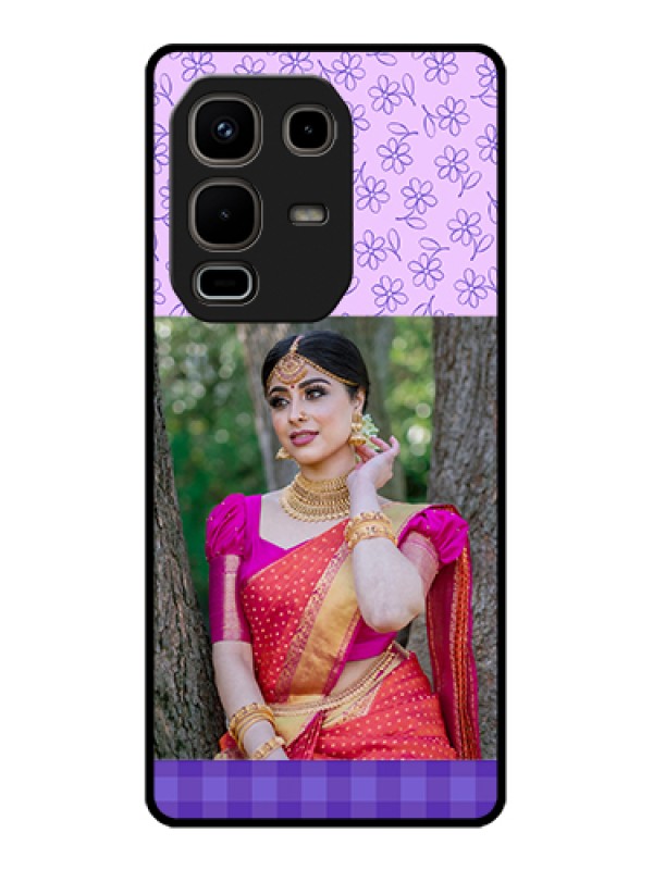 Custom Infinix Note 50s 5G Custom Metal Phone Case - Purple Floral Design