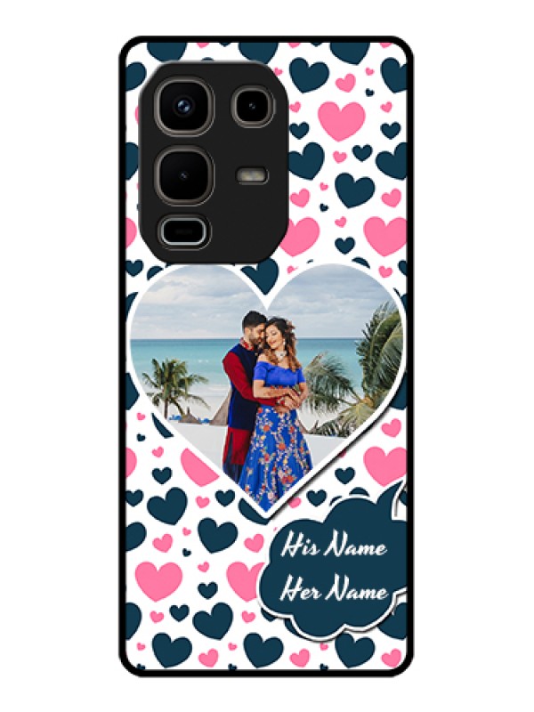 Custom Infinix Note 50s 5G Custom Metal Phone Case - Pink & Blue Heart Design