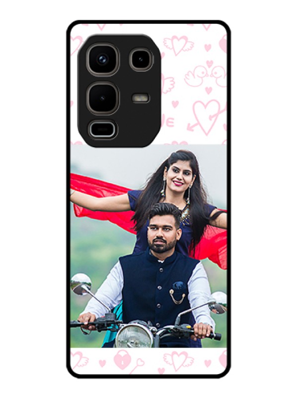 Custom Infinix Note 50s 5G Custom Metal Phone Case - Pink Flying Heart Design