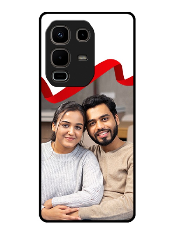 Custom Infinix Note 50s 5G Custom Metal Phone Case - Red Ribbon Frame Design