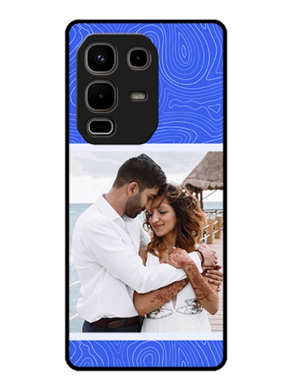 Custom Infinix Note 50s 5G Custom Metal Phone Case - Curved Line Art With Blue And White Design