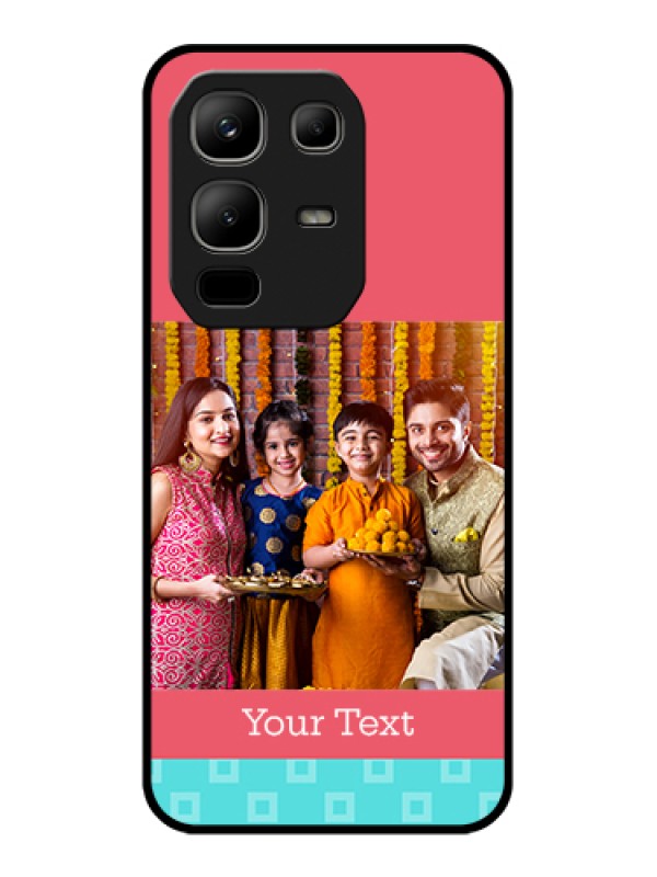 Custom Infinix Note 50x 5G Custom Metal Phone Case - Peach & Blue Color Design