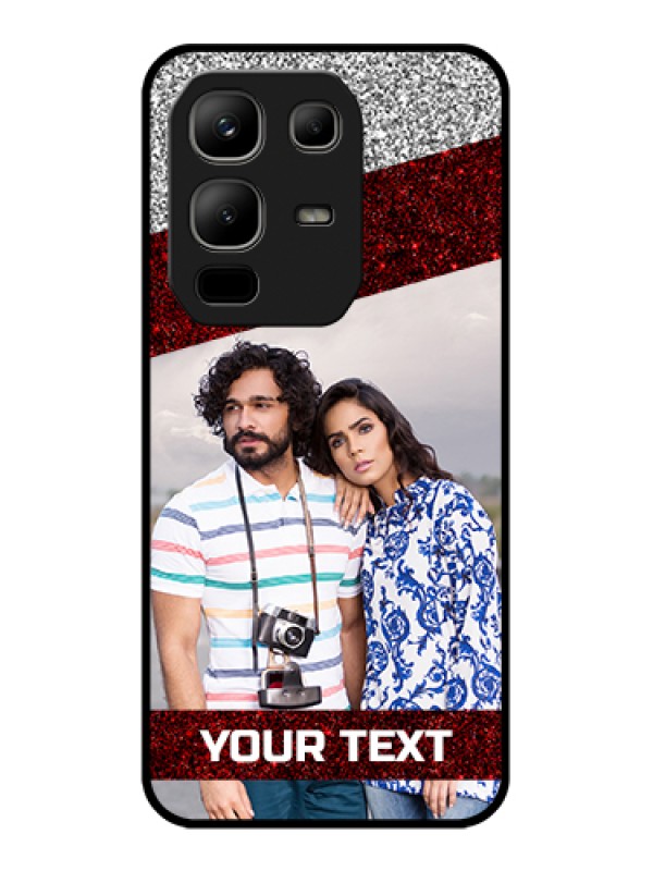 Custom Infinix Note 50x 5G Custom Metal Phone Case - Image Holder With Glitter Strip Design