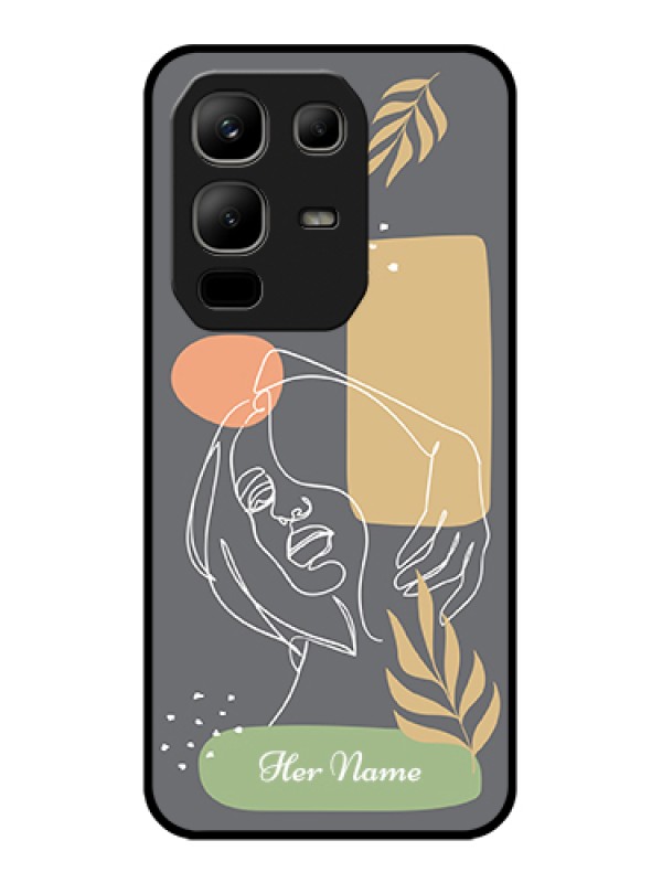 Custom Infinix Note 50x 5G Custom Metal Phone Case - Gazing Woman Line Art Design