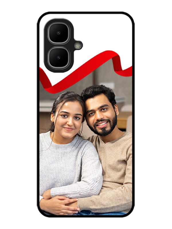 Custom Infinix Smart 10 Custom Metal Phone Case - Red Ribbon Frame Design