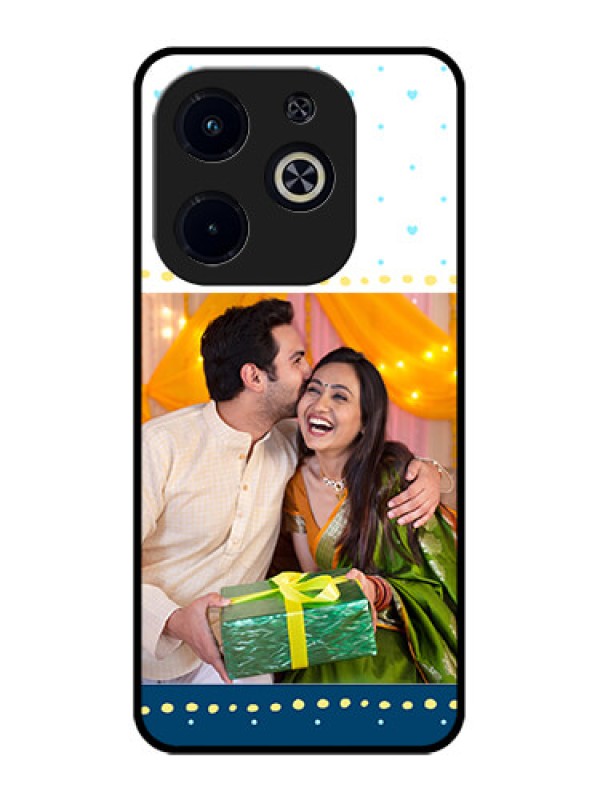 Custom Infinix Smart 8 Plus Custom Metal Phone Case - White And Blue Abstract Design