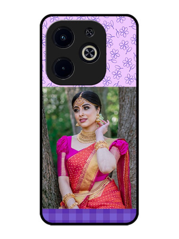 Custom Infinix Smart 8 Plus Custom Metal Phone Case - Purple Floral Design