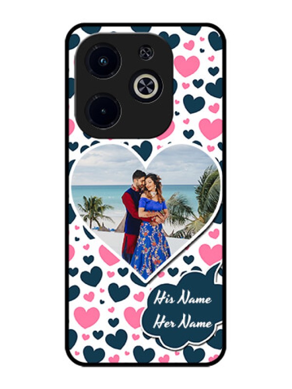 Custom Infinix Smart 8 Plus Custom Metal Phone Case - Pink and Blue Heart Design