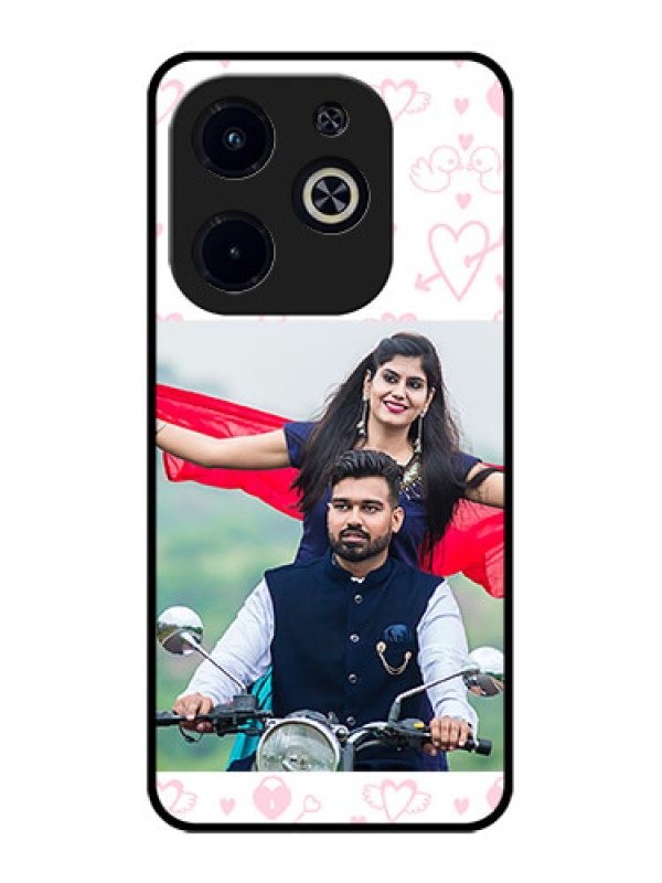 Custom Infinix Smart 8 Plus Custom Metal Phone Case - Pink Flying Heart Design