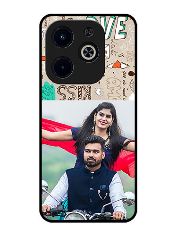 Custom Infinix Smart 8 Plus Custom Metal Phone Case - Love Doodle Pattern