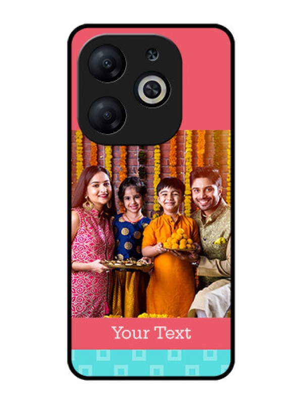 Custom Infinix Smart 8 Custom Metal Phone CasePeach and Blue Color Design