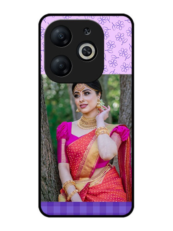 Custom Infinix Smart 8 Custom Metal Phone CasePurple Floral Design