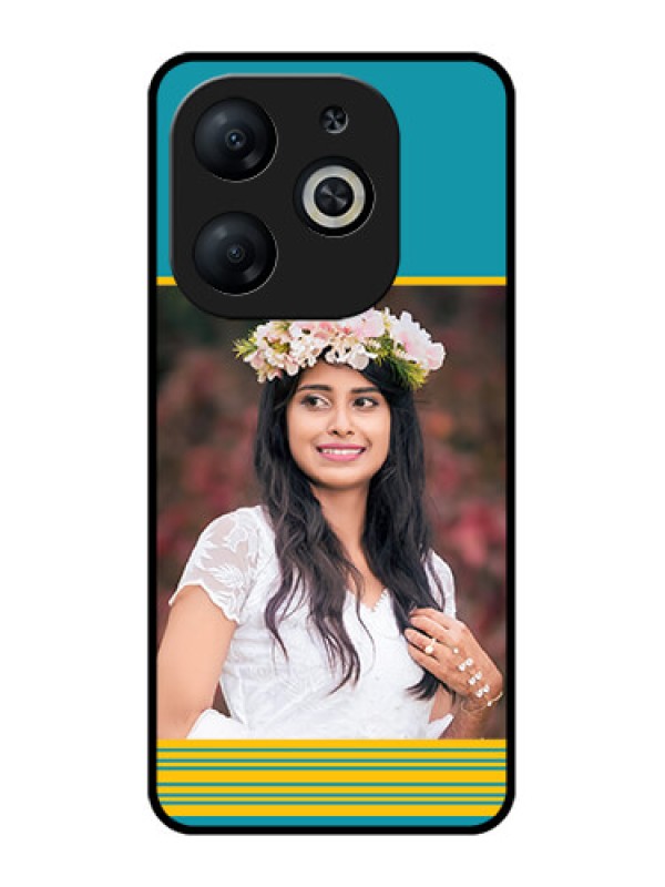 Custom Infinix Smart 8 Custom Metal Phone CaseYellow and Blue Design