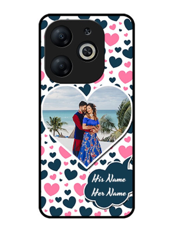 Custom Infinix Smart 8 Custom Metal Phone CasePink and Blue Heart Design