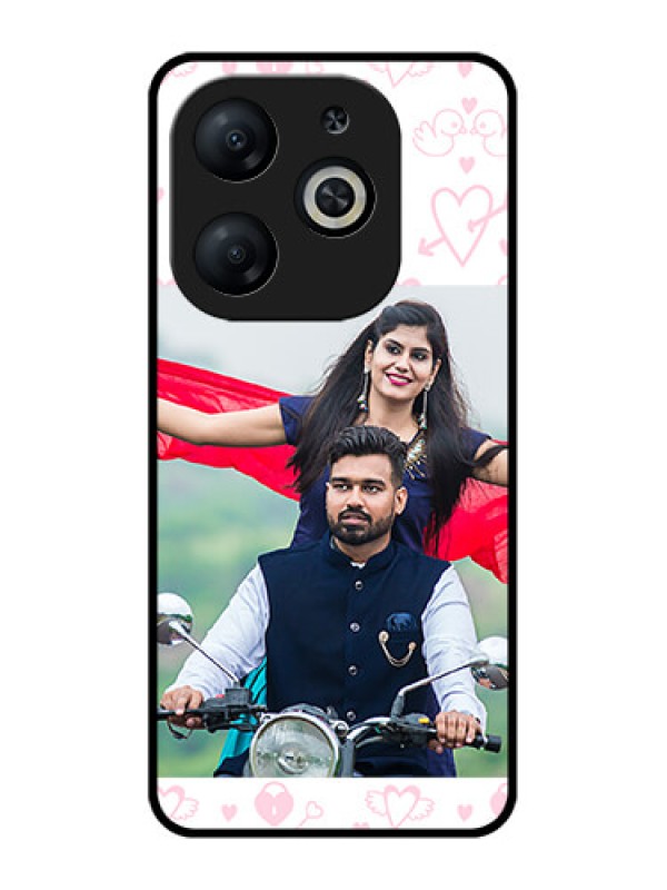 Custom Infinix Smart 8 Custom Metal Phone CasePink Flying Heart Design