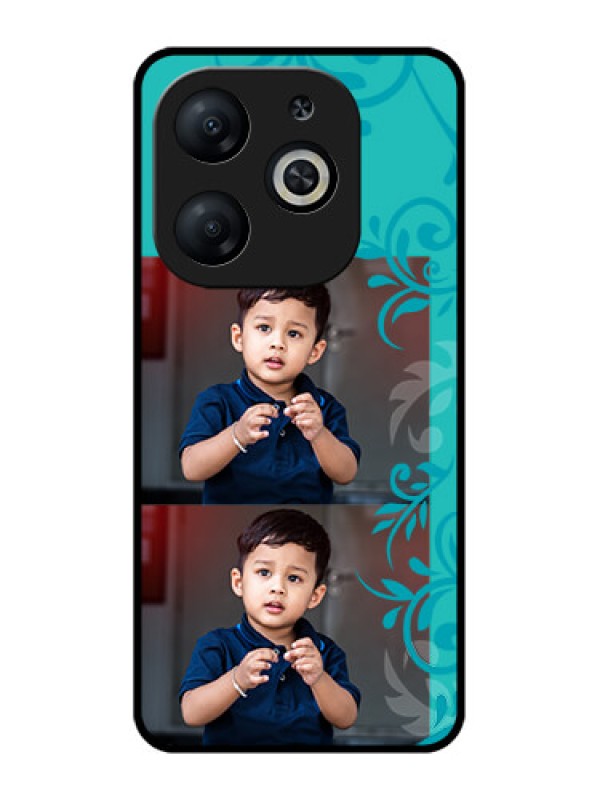 Custom Infinix Smart 8 Custom Metal Phone CaseWith Photo And Green Floral Design