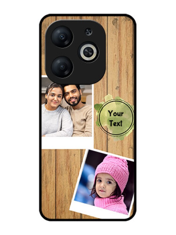 Custom Infinix Smart 8 Custom Metal Phone CaseWooden Texture Design