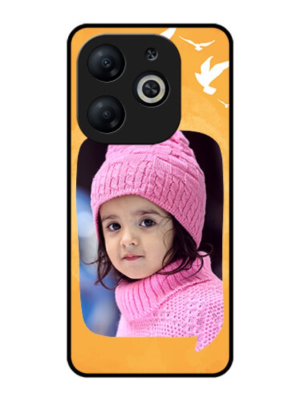 Custom Infinix Smart 8 Custom Metal Phone CaseWater Color Design With Bird Icons