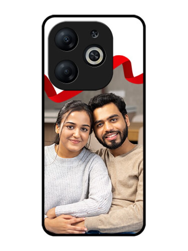 Custom Infinix Smart 8 Custom Metal Phone CaseRed Ribbon Frame Design