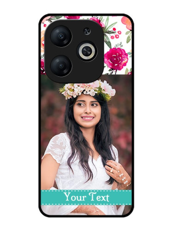 Custom Infinix Smart 8 Custom Metal Phone CaseWater Colors Floral Design