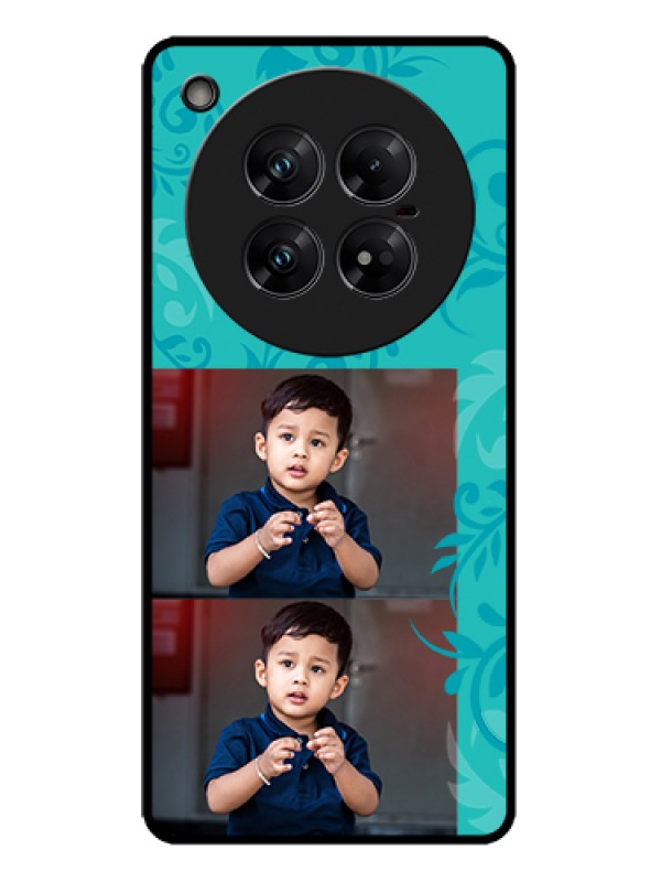 Custom Infinix Zero 40 5G Custom Metal Phone Case - With Photo And Green Floral Design