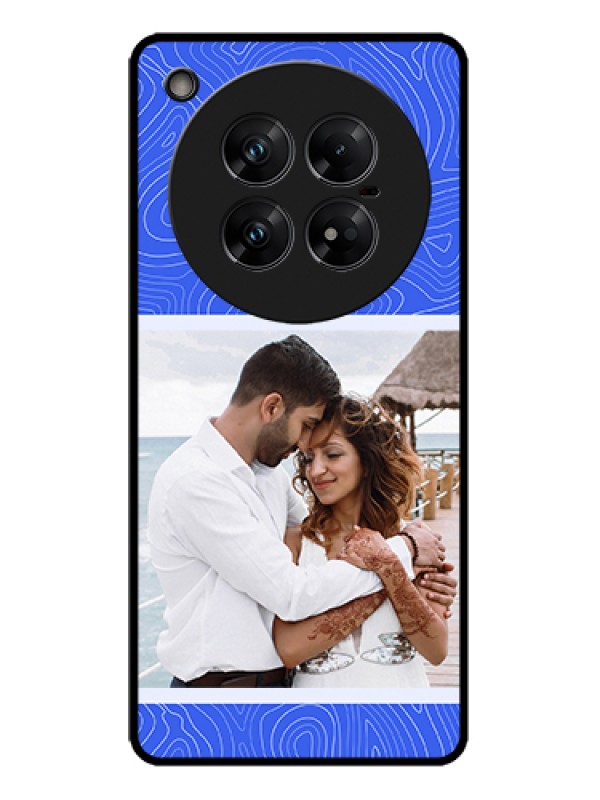 Custom Infinix Zero 40 5G Custom Metal Phone Case - Curved Line Art With Blue And White Design