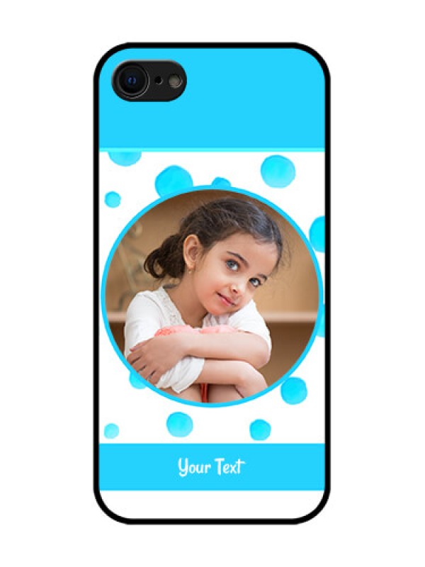 Custom iPhone SE 2020 Custom Metal Phone Case - Blue Bubbles Pattern Design