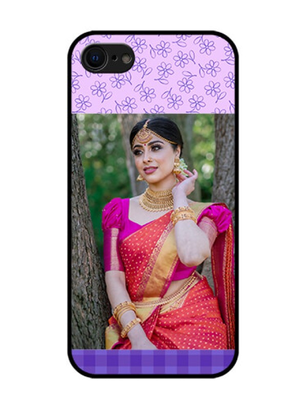 Custom iPhone SE 2020 Custom Metal Phone Case - Purple Floral Design