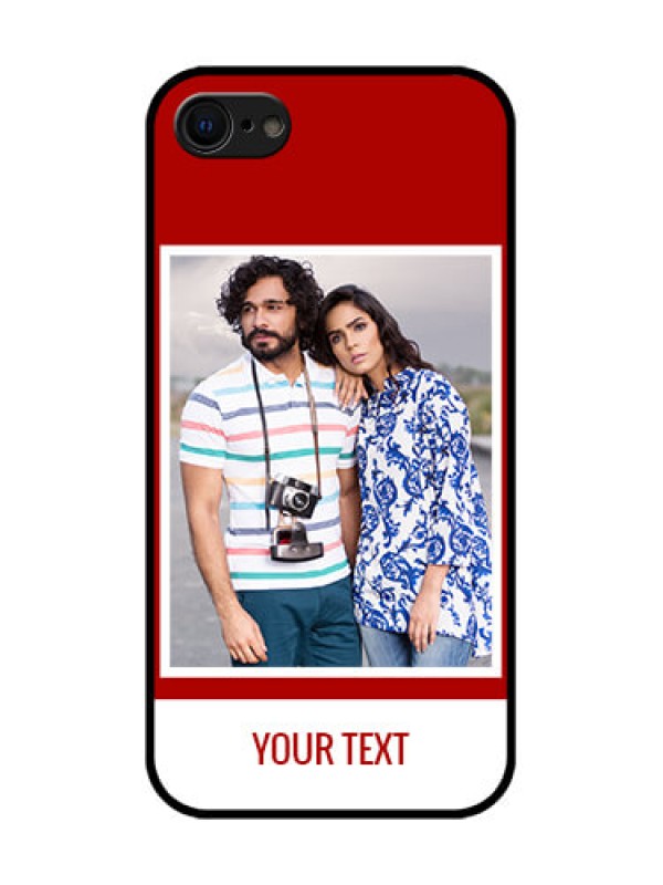 Custom iPhone SE 2020 Custom Metal Phone Case - Red Color Design