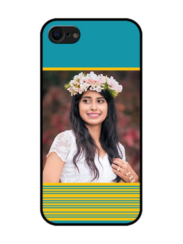 Custom iPhone SE 2020 Custom Metal Phone Case - Yellow and Blue Design