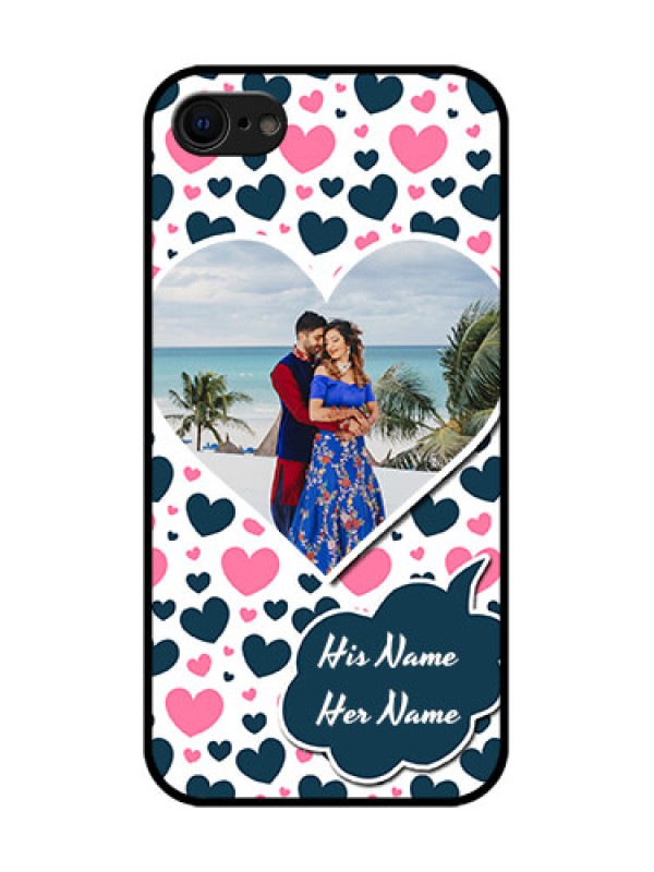 Custom iPhone SE 2020 Custom Metal Phone Case - Pink and Blue Heart Design