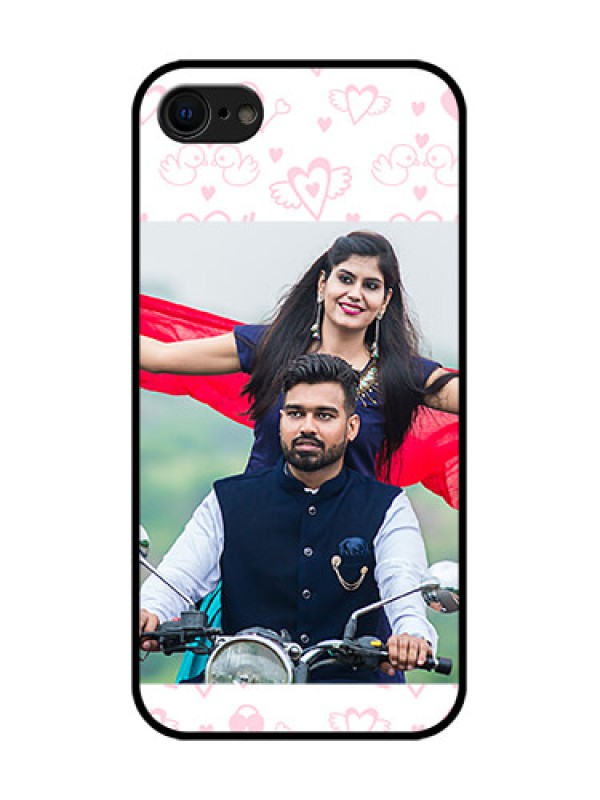 Custom iPhone SE 2020 Custom Metal Phone Case - Pink Flying Heart Design