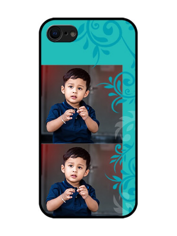 Custom iPhone SE 2020 Custom Metal Phone Case - With Photo And Green Floral Design