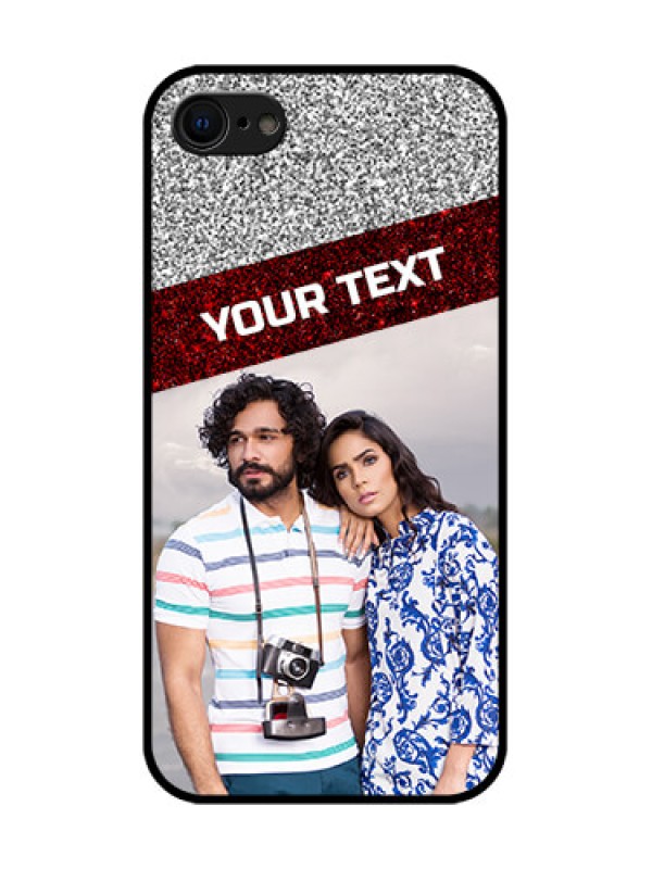 Custom iPhone SE 2020 Custom Metal Phone Case - Image Holder With Glitter Strip Design