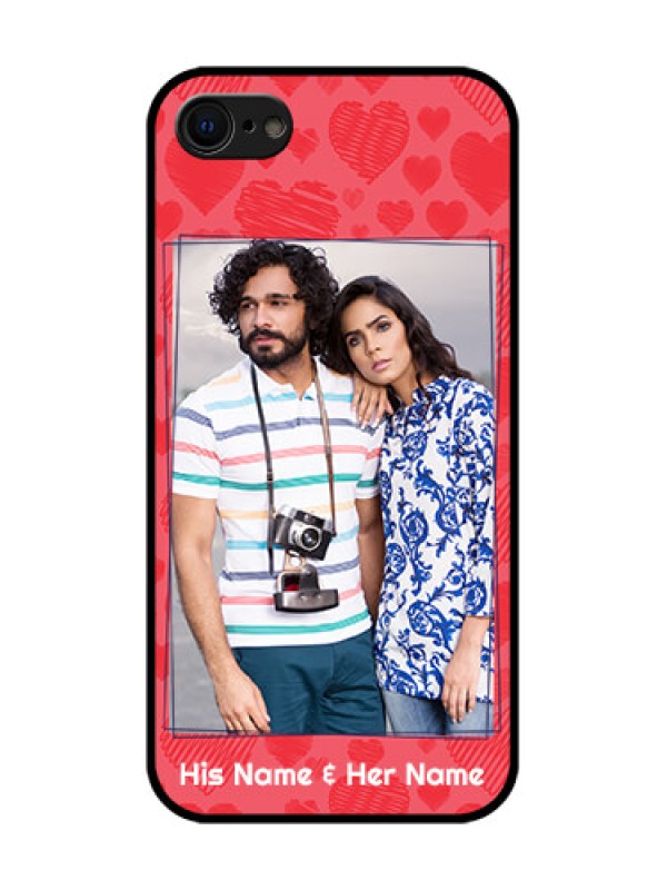 Custom iPhone SE 2020 Custom Metal Phone Case - With Red Heart Symbols Design