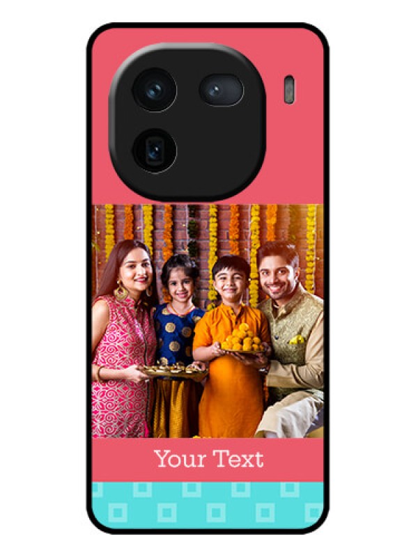 Custom iQOO 12 5G Custom Metal Phone CasePeach and Blue Color Design