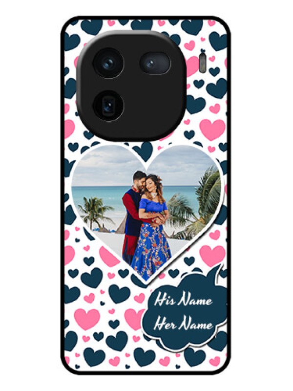 Custom iQOO 12 5G Custom Metal Phone CasePink and Blue Heart Design