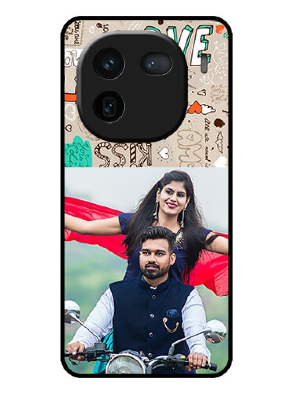 Custom iQOO 12 5G Custom Metal Phone CaseLove Doodle Pattern