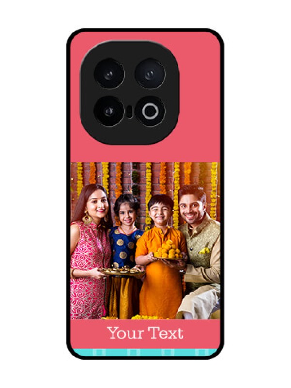 Custom iQOO 13 5G Custom Metal Phone Case - Peach and Blue Color Design